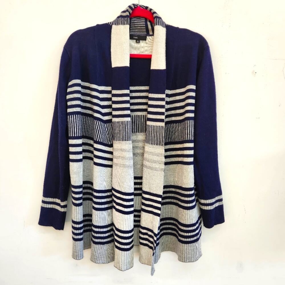 Blue and Grey Stripped Cardigan by Fate women's Medium